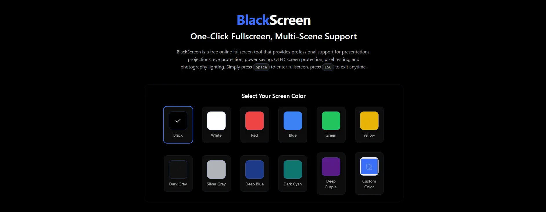 Figure 1: BlackScreen tool interface showing